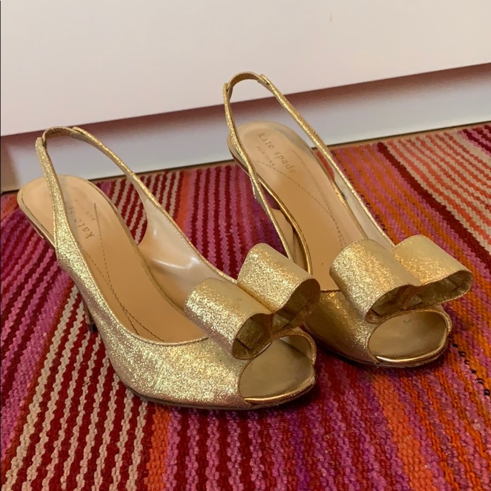 Kate Spade Gold Heels With Bow! - Picture 1 of 4